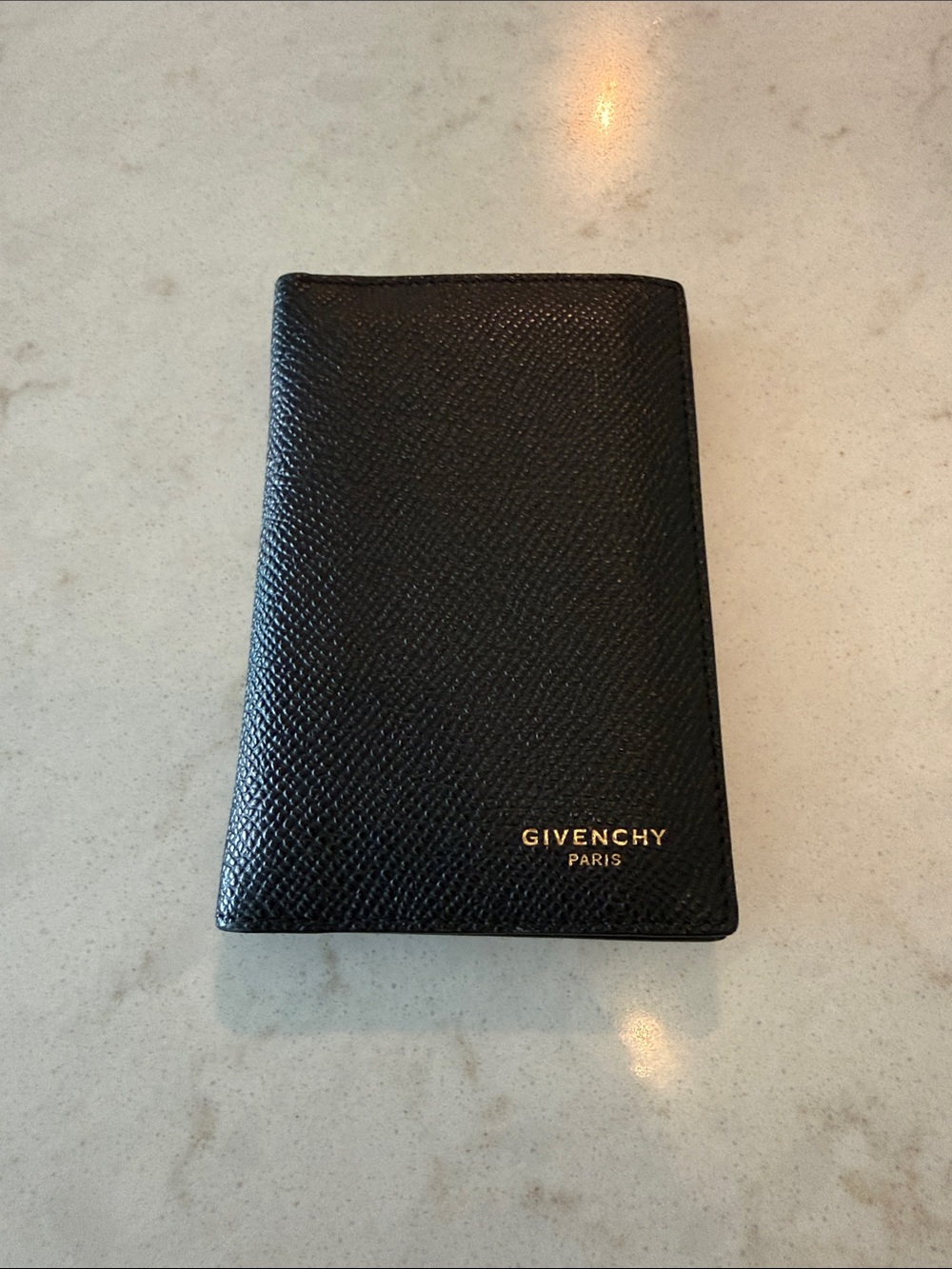 Givenchy Black Textured Card Holder with Gold Logo